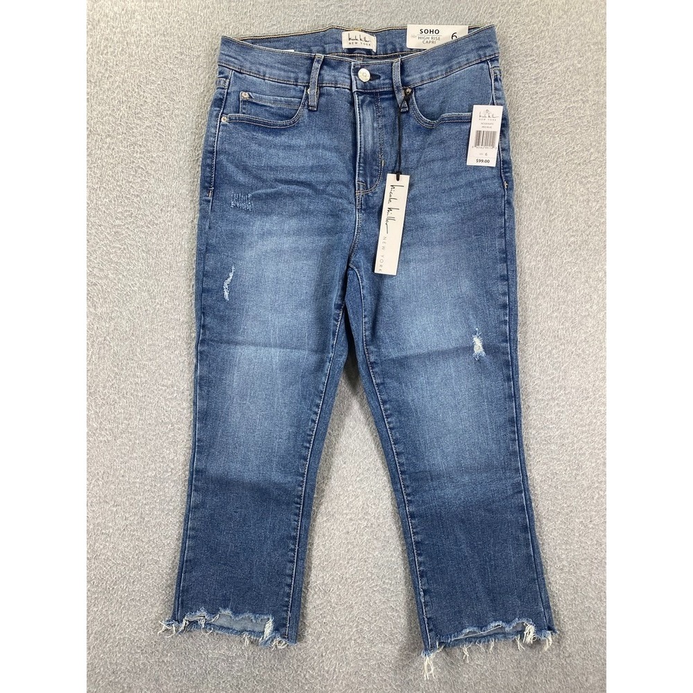 Nicole Miller Women's 6 Soho High Rise Stretch Denim Raw Hem Capri Jeans